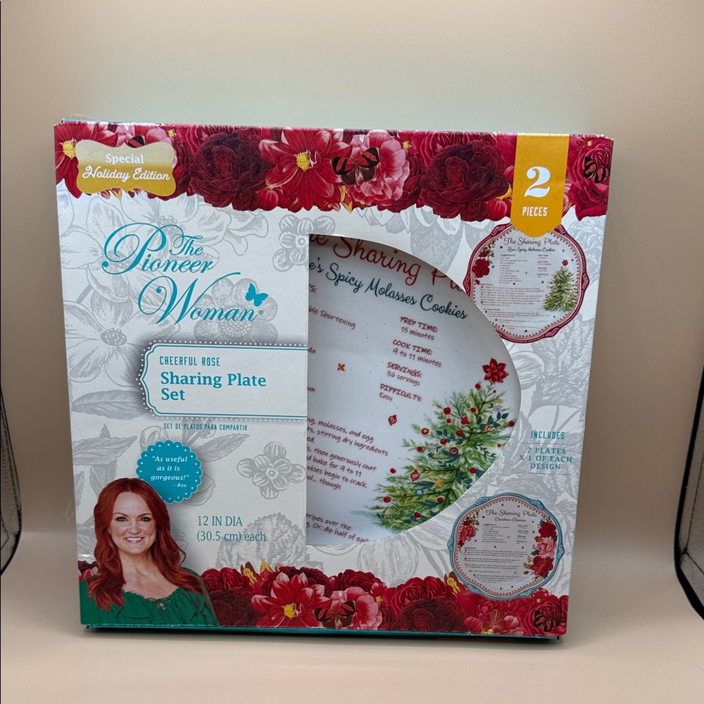 The Pioneer Woman Holiday Floral Sharing Plate 2 pc  Set